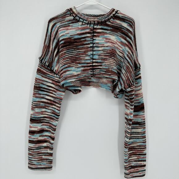 The Ragged Priest Tops - The Ragged Priest Sweater Women MED Cropped Knit Patchwork Pullover Streetwear